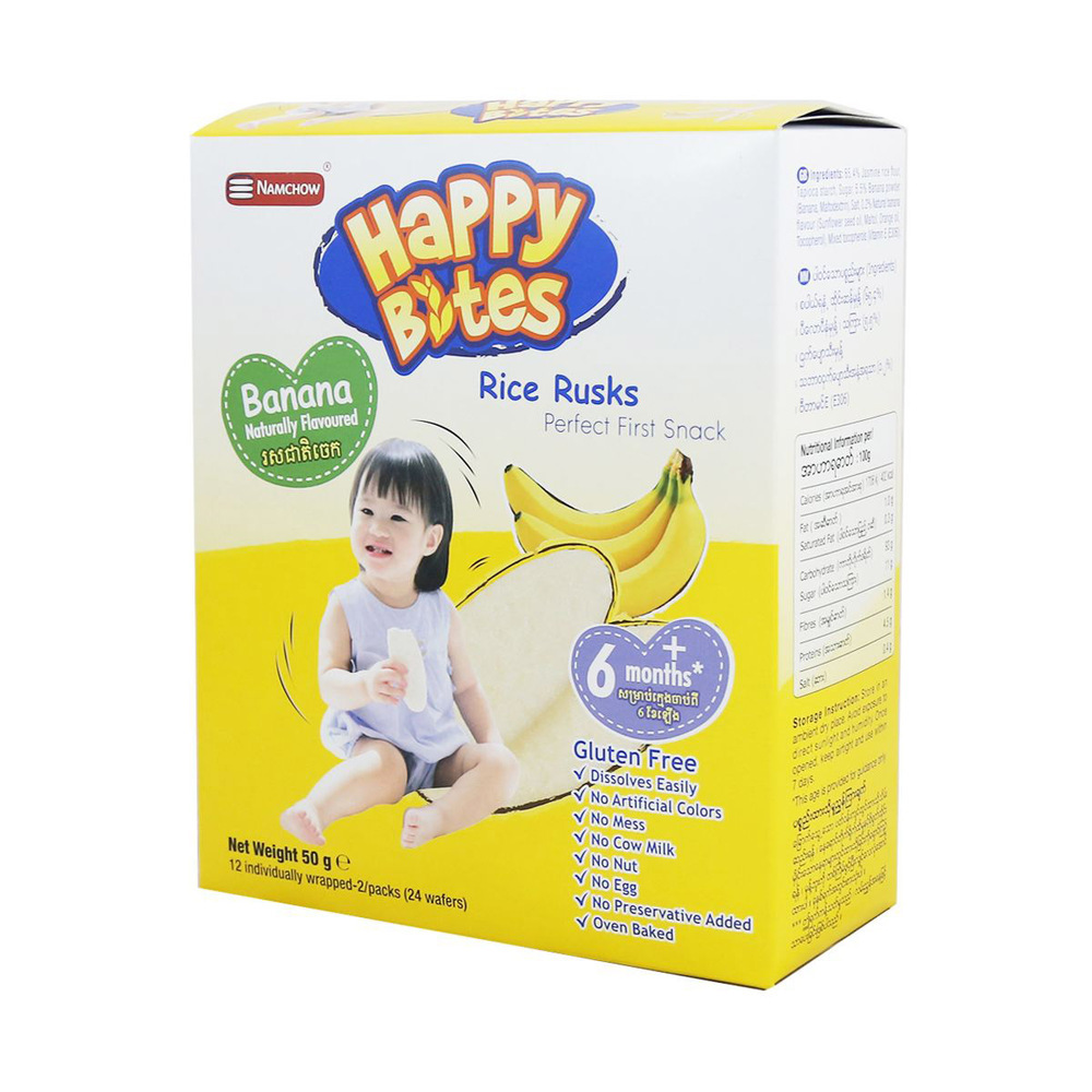 Happy Bites Rice Rusks Banana 50G