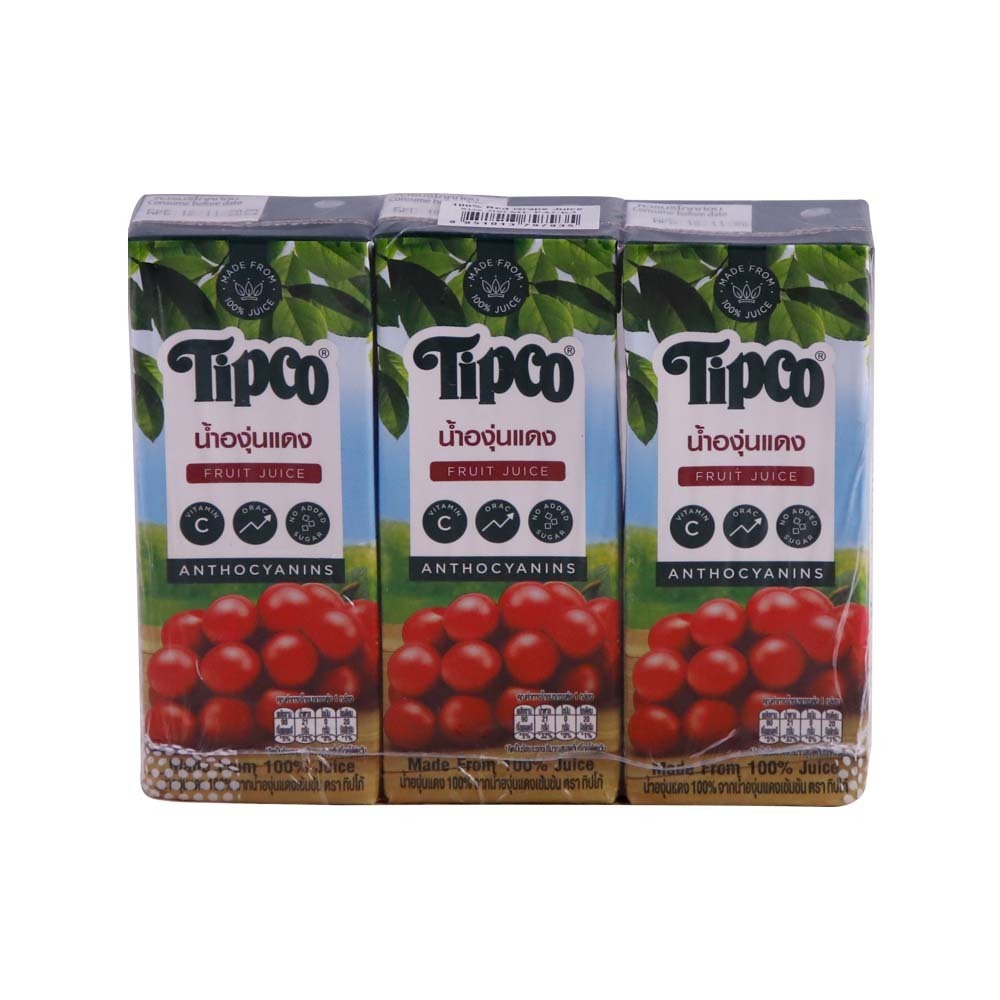 Tipco 100% Fruit Juice Red Grape 200MLx3PCS