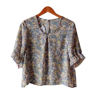 Kudos Floral Chiffon Blouse Red B-003-R Large