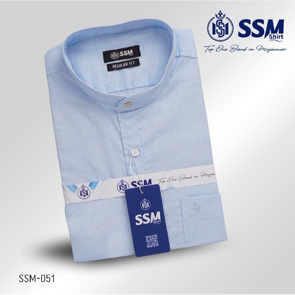 Madarin Collar Shirt Short Sleeve Large (Frozen Blue) SSM-O-P-S-051
