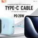 Konfulon J-24 (10000mAh Fast Charging 22.5W Built-in Cable Power Bank) Blue