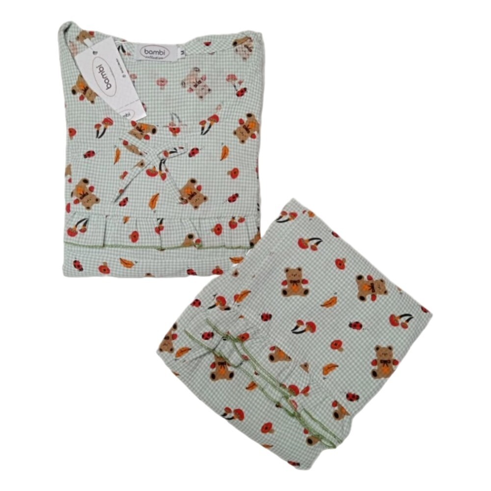 Bambi Women Cotton One Set Nightwear Green AA0041 Medium