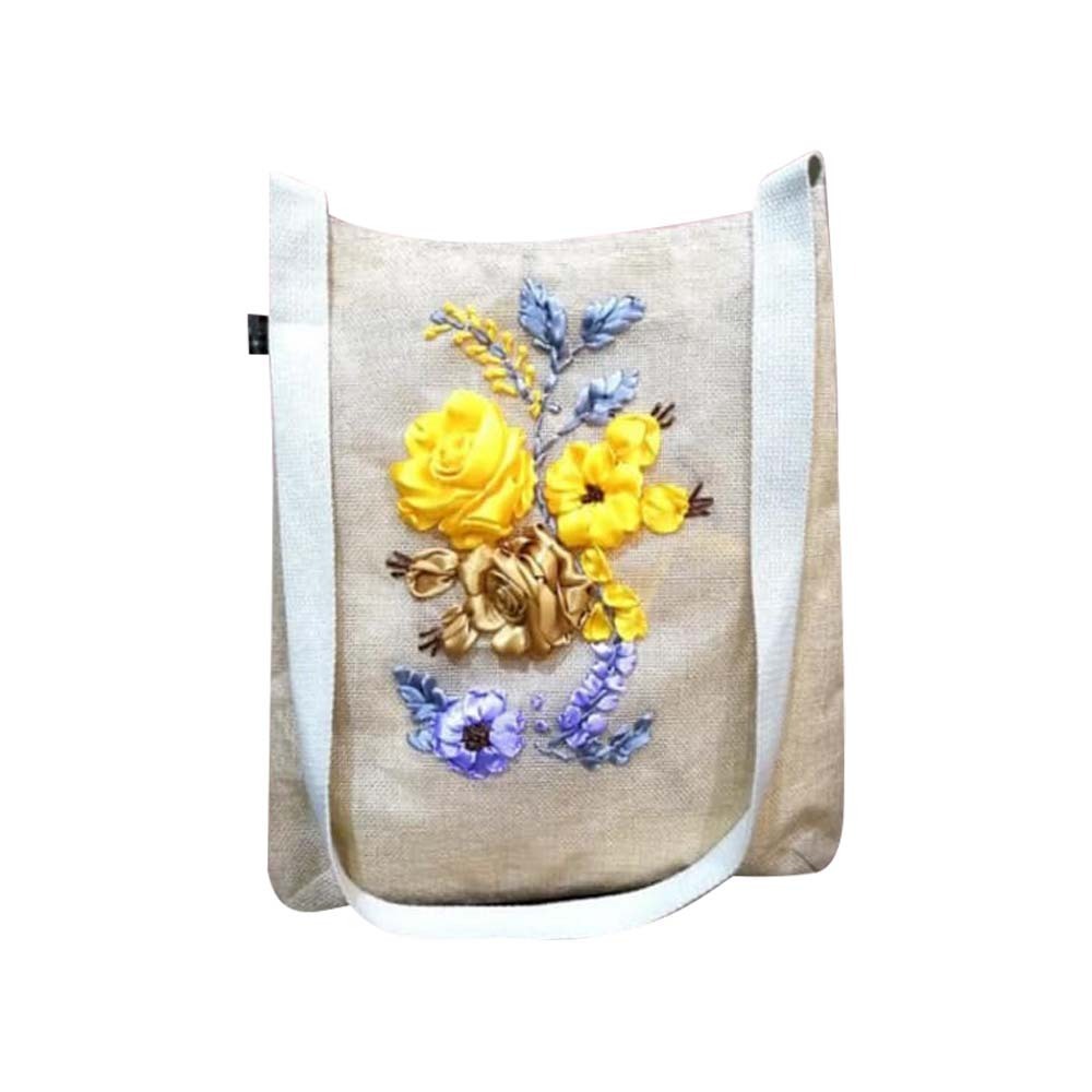 90s Belle Jute But Cute Shoulder Bag Yellow Rose Code No.048