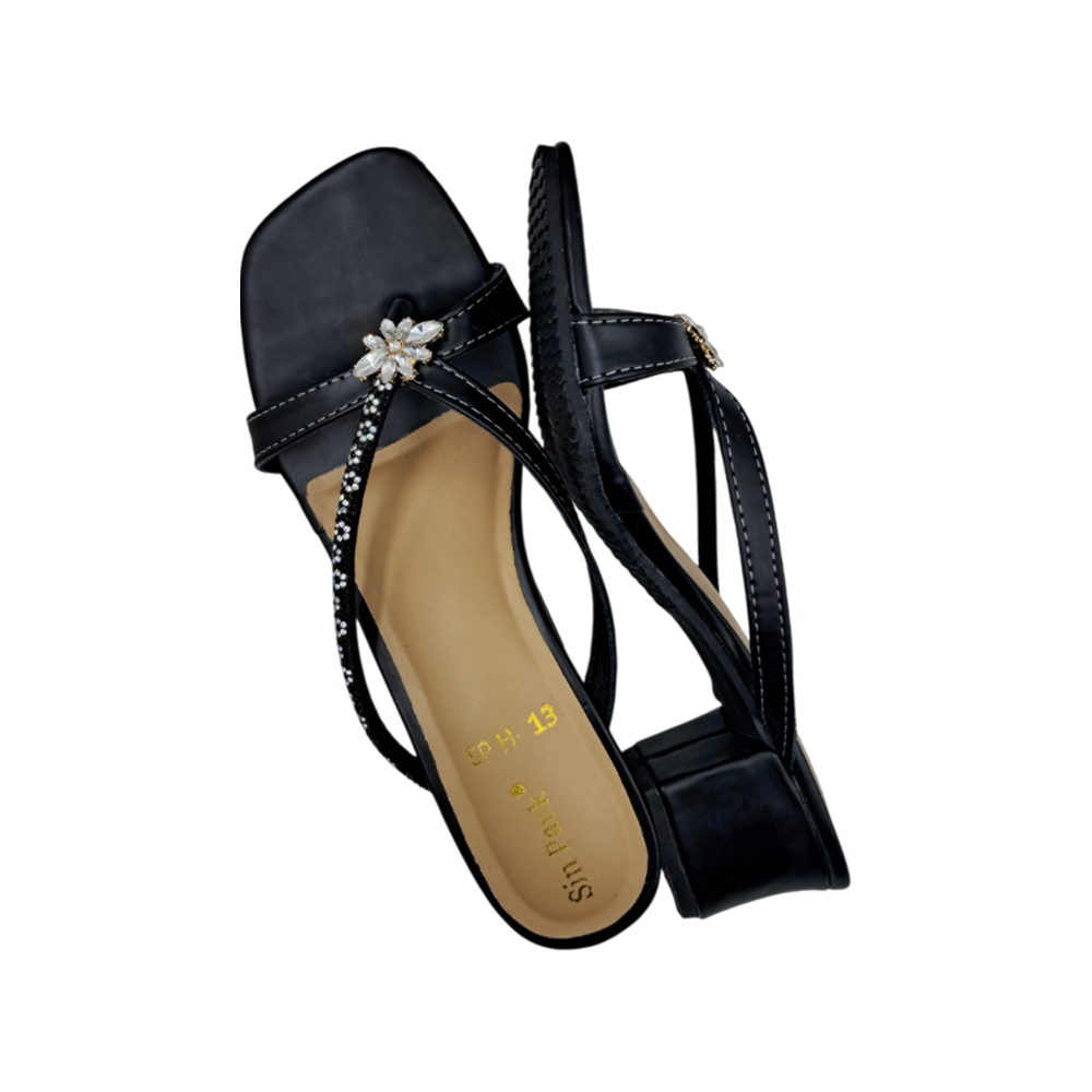 Sin Pauk Women Leather Wedge  SP H-13 Black (No-37)