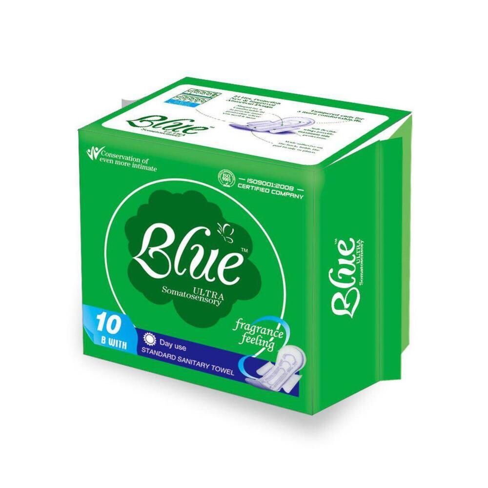 Blue Ultra Somatosensory Wing Day Sanitary Napkin 245mm 10PCS (Green)