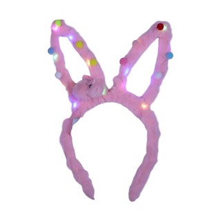 Uncle Gyi LED Light-Up Plush Rabbit Ears Headband Deep Pink 10PCS