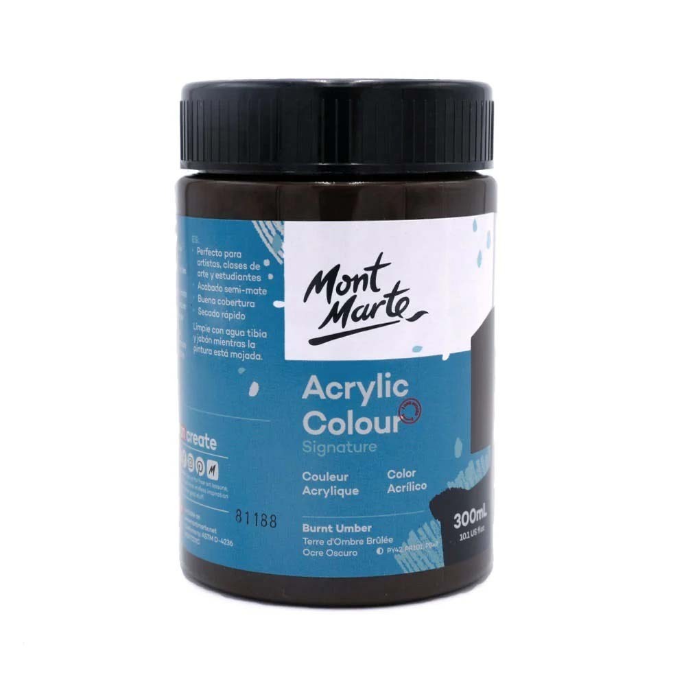 Mont Marte Acrylic Colour Paint Signature 300ML Burnt Umber
