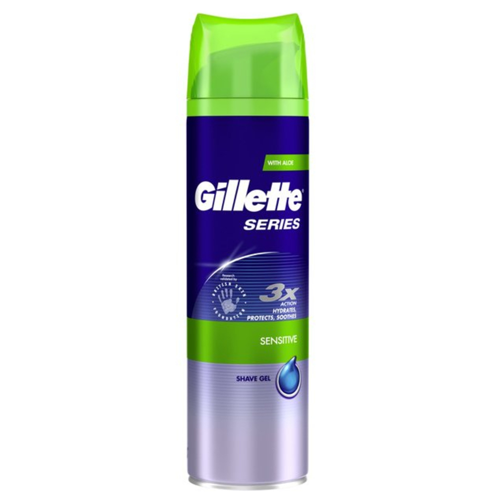 Gillette Series 3X Shaving Gel For Sensitive Skin 195G