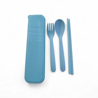 Beauty House Wheat Straw Spoon Fork & Chopstick Set (White)