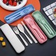 Beauty House Wheat Straw Spoon Fork & Chopstick Set (Blue)