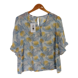 Kudos Floral Chiffon Blouse Purple B-003-PP Medium