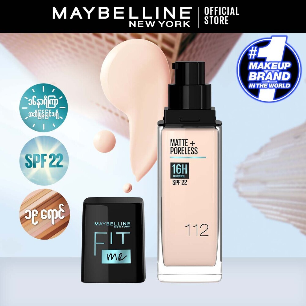 Maybelline Fit Me 16H Matte + Poreless Foundation SPF  22 (112 Natural Ivory)