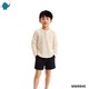 Max & Mia Kid Boy Cotton Puff Long Sleeve Shirt MM9945 Light Yellow S (3/4yrs)