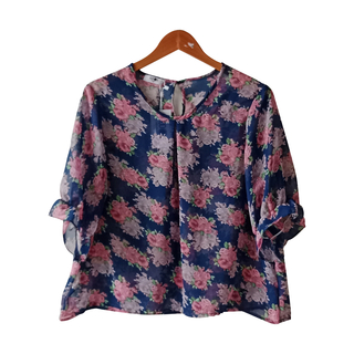 Kudos Floral Chiffon Blouse Pastel Green B-003-PG XL