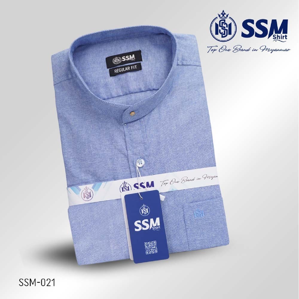 Madarin Collar Shirt Short Sleeve 3XL (Denim Blue) SSM-O-P-S-021