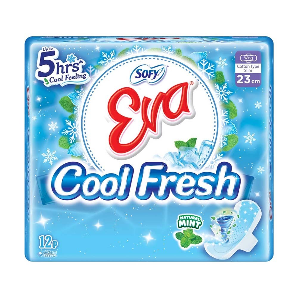Sofy Eva Cool Fresh Slim Wing Sanitary Napkin Pads 23cm 12PCS