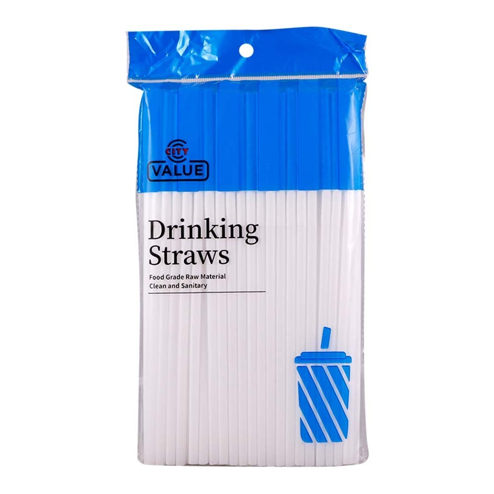 City Value Bending Plastic Straw 100PCS (White)