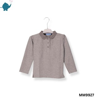 Max & Mia Girl Long-Sleeve Polo Top MM9927 Gray Medium