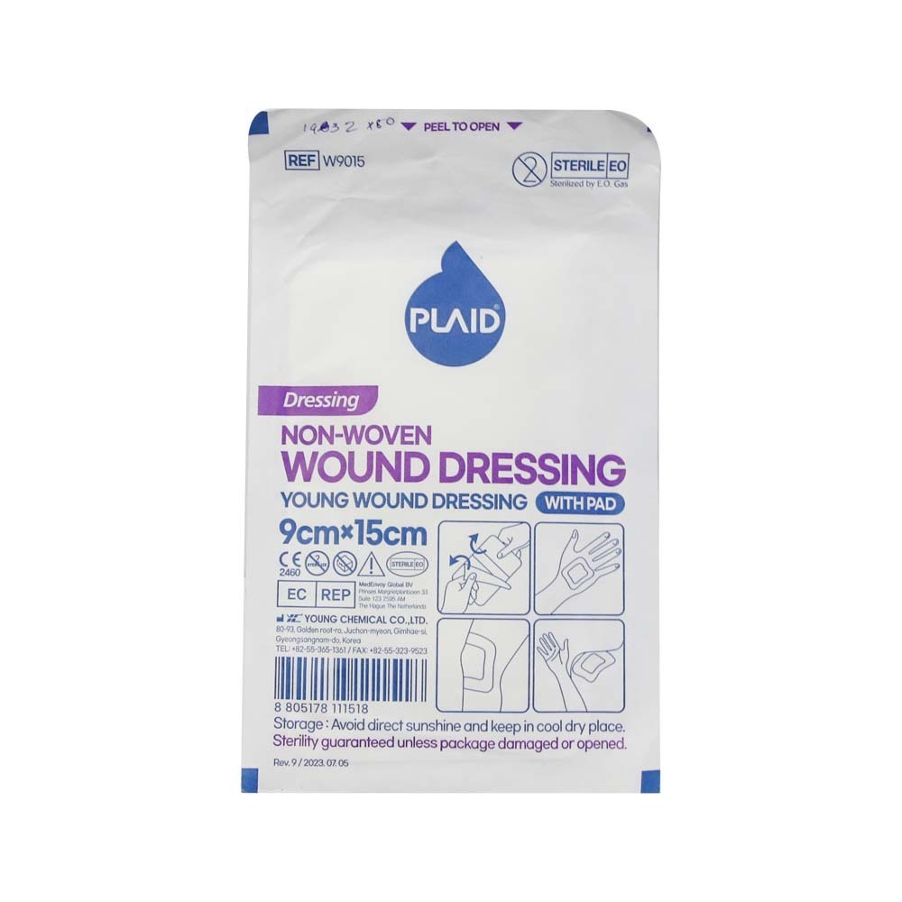 Plaid Non Woven Wound Dressing 9 x 15cm W9015