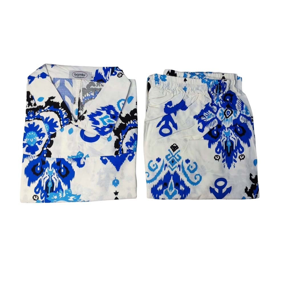 Bambi Womenwear BKK Spun Kanote Oneset D-1 S/L Blue AA0060 Medium