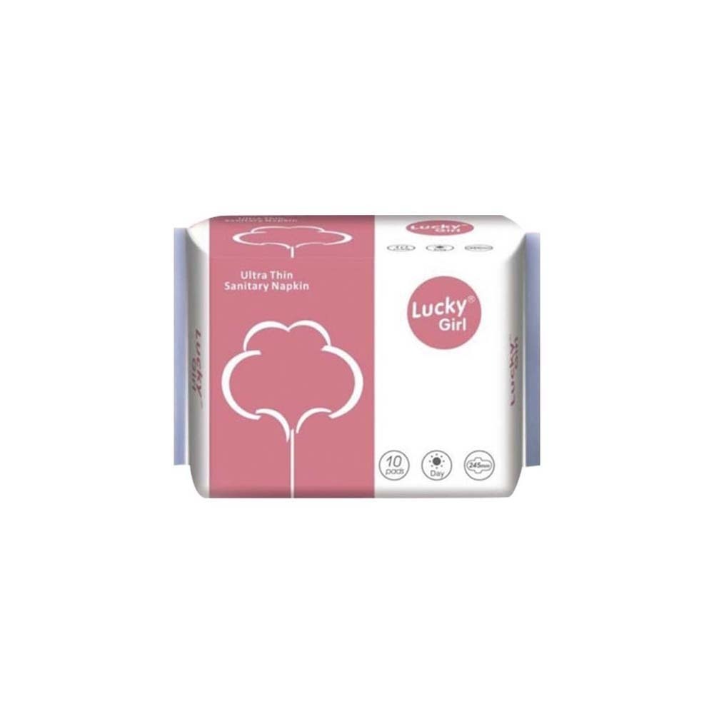 Lucky Girl Cotton Ultra Thin Wing Day Sanitary Napkin 245mm 10PCS
