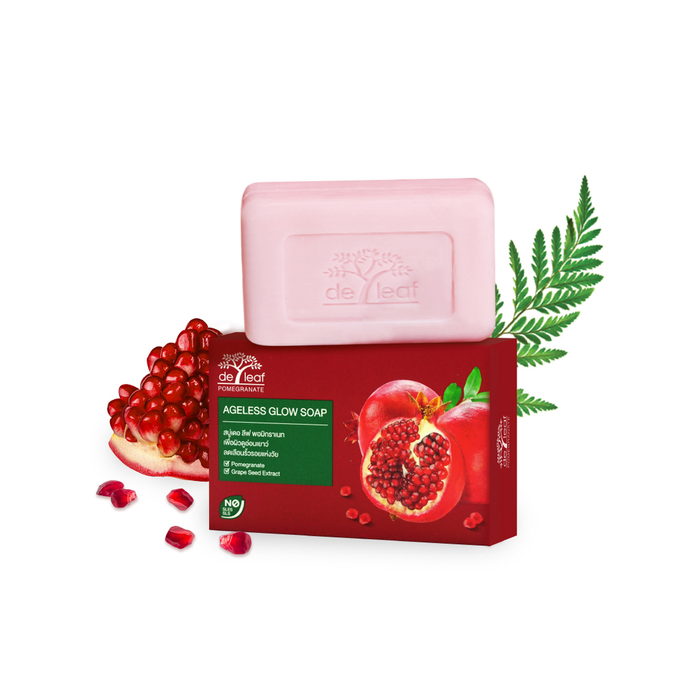 Deleaf Pomegranate Ageless Glow Bar Soap 100G