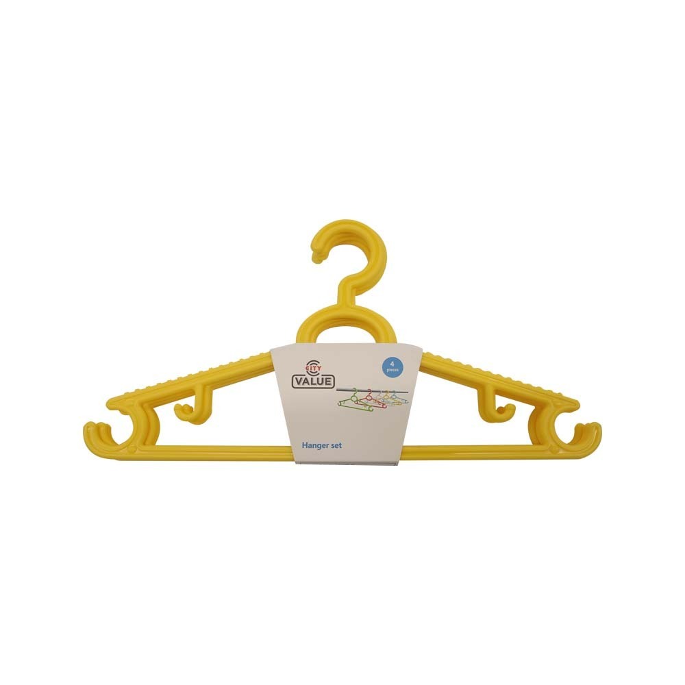 City Value Cloth Hanger 4PCS Yellow